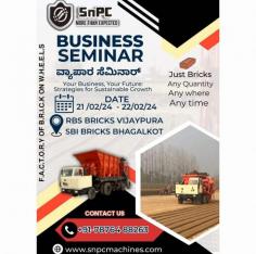 Your business, your future strategies for sustanable Growth

SnPC Machines is organiing business seminar in Bhaghal Kot and Vijyapura Karntaka, we request the presence of your honour.
Date: 12/2/24, 22/02/24
+917876488263
+917015732792
Visit us: www.snpcmachines.com

#brickmakingmachine #claybrickmakingmachine #businessseminarIndia #eventin2024 #TeamSnPC #SnPCMachines
