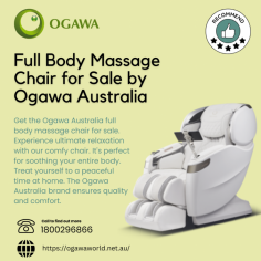 Get the Ogawa  full body massage chair for sale. Experience ultimate relaxation with our comfy chair. It's perfect for soothing your entire body. Treat yourself to a peaceful time at home. The Ogawa Australia brand ensures quality and comfort. Don't miss out on the chance to own your very own massage chair. Say goodbye to stress and hello to relaxation. Grab yours now and unwind in the comfort of your home.
Visit: https://ogawaworld.net.au/