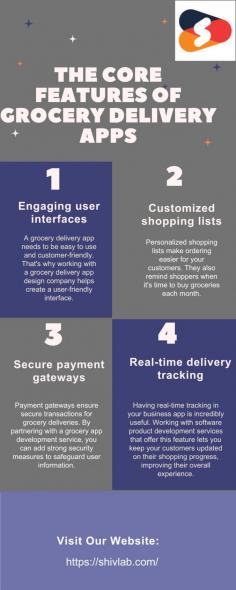 Are you looking to create innovative and engaging grocery app development? In this informative infographic, we discussed more details to give you a better understanding of the main features of grocery apps. It is the core features that make an app engaging, especially for a grocery delivery application. These features also adopted by the best grocery app development services providers. Here are the must-have features that help improve the beauty of your grocery apps:

1) Engaging user interfaces
2) Customized shopping lists
3) Secure payment gateways
4) Real-time delivery tracking

To get more detailed information, get in touch with us and schedule a call with our tech expert today!