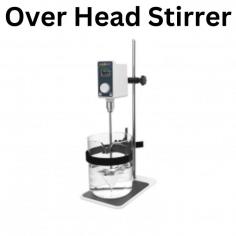 An overhead stirrer, also known as a overhead mixer or overhead stirrer motor, is a laboratory device used for mixing and stirring fluids. It typically consists of a motorized unit mounted on a stand or support structure positioned above the vessel containing the substance to be mixed. The motor drives a rotating shaft, which is connected to a stirring element such as a propeller, paddle, or impeller that is immersed in the liquid.