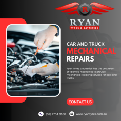 Ryan Tyres & Batteries has the best team of talented mechanics to provide mechanical repairing services for cars and trucks. Call us on (02) 4704 8160 to find out how we can help you.