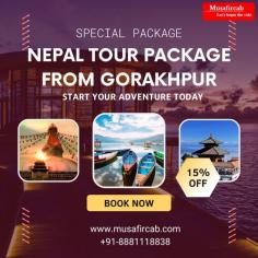 Book your Gorakhpur to Nepal tour with Musafircab and enjoy the best places in Nepal. Nepal has many more places to see natural beauty, cultural richness, and adventure opportunities—Gorakhpur to Nepal Tour Package, Nepal Tour Package from Gorakhpur, Gorakhpur to Nepal Tour Package Cost. If you have any problem with your trip, please don't hesitate to call us at +91-8881118838.