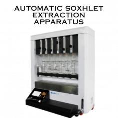 Automatic Soxhlet Extraction Apparatus NASE-100 is an analytical instrument that is used for determination of total fat in a sample using different solvent mixtures such as hexane/dichloromethane depending on the nature of the sample. The apparatus integrates functions namely soaking, extraction, leaching, heating, condensation and solvent recovery. This extraction system is useful for determining fat in food, feeds, etc.