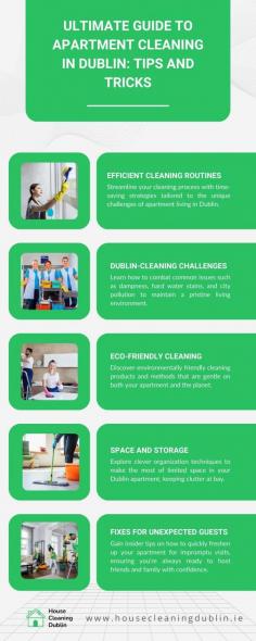 Embark on a cleaning journey like never before with our Ultimate Guide to Apartment Cleaning in Dublin infographic submission! Dive into a treasure trove of cleaning wisdom curated specifically for Dublin's unique urban living. From optimizing your cleaning routine to mastering the art of deep cleaning, our infographic equips you with the knowledge and tools to achieve impeccable results. Say hello to a tidier, more inviting apartment with our expert tips and tricks!