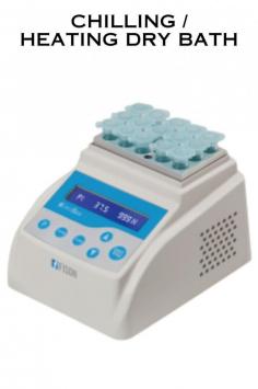 A chilling/heating dry bath is a versatile laboratory instrument used for precise temperature control of samples in various vessels, such as microcentrifuge tubes, PCR tubes, and vials.   Includes electronic calibration