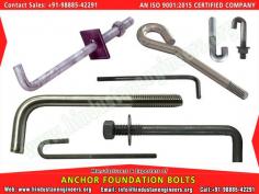 Anchor Foundation Bolts manufacturers exporters suppliers in India https://www.hindustanengineers.org Mobile: +91-9888542291
