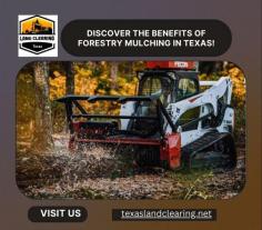 Discover the benefits of forestry mulching in Texas! Our state-of-the-art equipment and experienced professionals can help you clear your land quickly and efficiently while promoting healthy soil and plant growth. Plus, our competitive prices make us the smart choice for your next project. Contact us today to learn more and get started!

visit this link for further information: https://texaslandclearing.net/forestry-mulching-texas-2/
