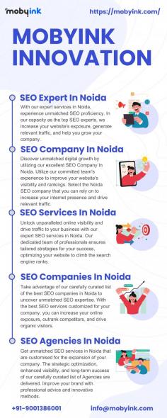 Discover unmatched digital growth by utilizing our excellent SEO Company In Noida. Utilize our committed team's experience to improve your website's visibility and rankings. Select the Noida SEO  company that you can rely on to increase your internet presence and drive relevant traffic. With customized tactics and demonstrated outcomes, open the doors to digital success!"

more info:-
Email Id	info@mobyink.com
Phone No	91-9001386001
	
Website	https://mobyink.com/SEO-company-in-noida/