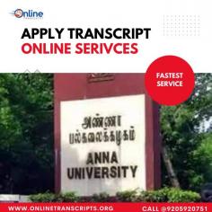 Online Transcript is a Team of Professionals who helps Students for applying their Transcripts, Duplicate Marksheets, Duplicate Degree Certificate ( Incase of lost or damaged) directly from their Universities, Boards or Colleges on their behalf. We are focusing on the issuance of Academic Transcripts and making sure that the same gets delivered safely & quickly to the applicant or at desired location. We are providing services not only for the Universities running in India,  but from the Universities all around the Globe, mainly Hong Kong, Australia, Canada, Germany etc.
https://onlinetranscripts.org/transcript/anna-university-transcript/