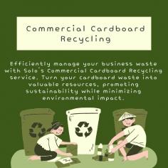 "Efficiently manage your business waste with Solo's Commercial Cardboard Recycling service. Turn your cardboard waste into valuable resources, promoting sustainability while minimizing environmental impact. Streamlined processes ensure hassle-free recycling, contributing to a cleaner, greener future."
