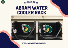 Our Abram water cooler rack comes in a dimension of 23-1/2"H x 22-1/2"W x 17 and is a must-buy product for any dugout.  It comes with cubbies for storage of cups.
https://www.baseballracks.com/product-page/abram-water-cooler-rack