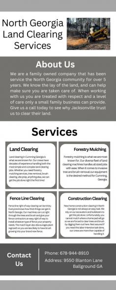 Experience top-notch Land Clearing services in Cumming, Georgia with our seasoned crews boasting decades of expertise. From forestry mulching to intricate tree removal and site prep, we tackle every job with precision and efficiency. Contact us today for reliable and professional land clearing solutions tailored to your needs.