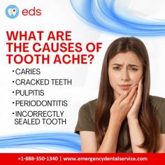 Causes of Toothache | Emergency Dental Service

Toothaches can be caused by a variety of conditions, including caries, cracked teeth, pulpits, periodontitis, and improperly sealed teeth. These causes create discomfort and pain, highlighting the importance of dental health and avoiding toothaches through proper oral hygiene, regular check-ups, and timely treatment. Schedule an appointment at 1-888-350-1340.