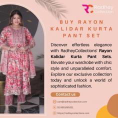 Discover effortless elegance with RadheyCollections' Rayon Kalidar Kurta Pant Sets. Elevate your wardrobe with chic style and unparalleled comfort. Explore our exclusive collection today and unlock a world of sophisticated fashion.

More info
Email Id	care@radheycollection.com
Phone No	91 8561865331
Website - https://radheycollections.com/collections/kali-kurta-set