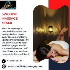 MedLife Massage’s talented therapists use gentle strokes to melt away tension and leave you feeling refreshed. It's the perfect way to relax and indulge yourself in some well-deserved self-care. Book your session today right here in Miami!
