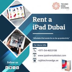 Discover the convenience and flexibility of iPad rental services in Dubai, ideal for events, presentations, and business needs. Techno Edge Systems LLC offers you the best options to rent an iPad Dubai. Contact us: +971-54-4653108 Visit us: https://www.ipadrentaldubai.com/ipads-for-rental/