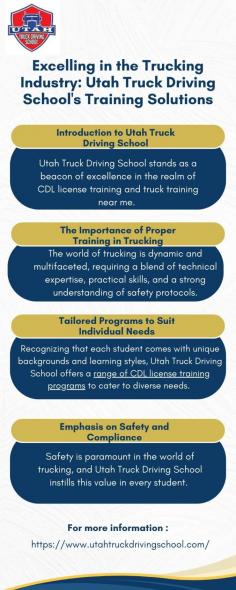 Dive into the world of trucking with Utah Truck Driving School's comprehensive CDL license training. Our truck training near me is designed to elevate students' proficiency, paving the path for success in the dynamic industry. Visit here to know more:https://sapphire-alligator-fv1c5w.mystrikingly.com/blog/excelling-in-the-trucking-industry-utah-truck-driving-school-s-training