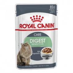 Royal Canin Digest Sensitive Care In Gravy: This Wet Food helps to support healthy digestion, balanced intestinal flora, and optimal stool quality for adult cats.
