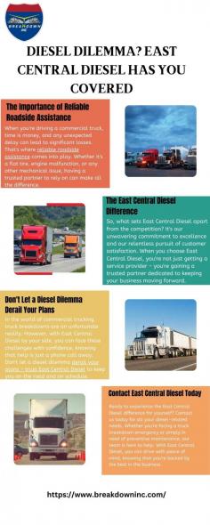 When you're facing a truck breakdown, count on East Central Diesel to come to the rescue with prompt and professional roadside assistance. We're here to get you back on the road safely and swiftly. Visit here to know more:https://techplanet.today/post/diesel-dilemma-east-central-diesel-has-you-covered