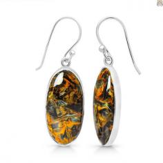 Pietersite Earring - The Unique Crystal

Unique crystals like pietersite are found only in Windhoek, Namibia. Pietersite may be identified by its uniformity and variety of colors. Due to its resemblance to a ferocious desert storm, it is often referred to as the "Tempest." The patterns in the hues of gold, blue, brown, and black display the stone's lovely metamorphosis. Unique crystals like pietersite are found only in Windhoek, Namibia. Pietersite may be identified by its uniformity and variety of colors. Due to its resemblance to a ferocious desert storm, it is often referred to as the "Tempest." The patterns in the hues of gold, blue, brown, and black display the stone's lovely metamorphosis.