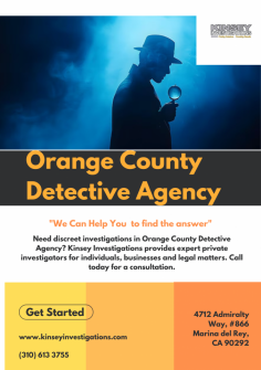 Looking for a reliable Orange County detective agency? Look no further than Kinsey Investigations. Our team of expert investigators is dedicated to providing thorough and confidential services to help you uncover the truth. Contact us today for all your investigative needs. Trust Kinsey Investigations to deliver results you can count on.