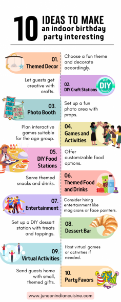 Indoor Birthday Party Ideas

Junoon offering birthday party venue considering enjoy and fun for guests. Here you can choose your theme, crafted stations,  fun photo area , kids games stations, food stall, enjoy drinks, entertainment hall, dessert bar and party flavors. 

