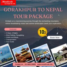 Discover the enchanting beauty of Nepal with our comprehensive tourism website. Explore breathtaking landscapes, rich cultural heritage, and thrilling adventures. Plan your dream trip today with Musafircab and get instant discounts. We provide customized 4 Night 5 Days Tour itinerary. From Gorakhpur to Nepal, Nepal Tour Package price from Gorakhpur, Gorakhpur to Nepal Holiday Package. If you have any questions, feel free to call us at 8881118838.