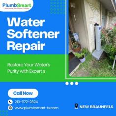Hard water can cause problems in your home's plumbing system and reduce water flow. If you're experiencing these problems then it's time to consider PlumbSmart's water softener repair services in New Braunfels. Our expert technicians will ensure that your system operates at peak efficiency. With our reliable service, you can bid farewell to limescale buildup and enjoy the benefits of soft water once again. Visit: https://plumbsmart-tx.com/water-systems/water-softener-repair/