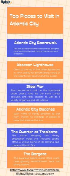In this infographic post, we will discuss the top places to visit in Atlantic City. From the iconic Boardwalk lined with shops and casinos to the historic Absecon Lighthouse offering panoramic views, Atlantic City is a vibrant destination for entertainment, dining, and sightseeing.