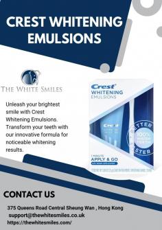 The all-new Crest Whitening Emulsions is a breakthrough formula featuring a thin layer of highly active peroxide droplets suspended in a hydrating base to whiten teeth with virtually no sensitivity. This means it applies in seconds and stays on teeth longer* to continue whitening long after you apply, with no need to rinse or brush off. Crest Whitening Emulsions work to gently whiten teeth, leaving you with a visibly radiant smile.