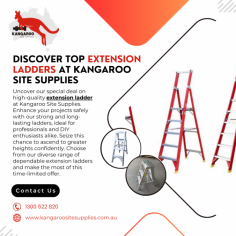 Uncover our special deal on high-quality extension ladder at Kangaroo Site Supplies. Enhance your projects safely with our strong and long-lasting ladders, ideal for professionals and DIY enthusiasts alike. Seize this chance to ascend to greater heights confidently. Choose from our diverse range of dependable extension ladders and make the most of this time-limited offer.
Visit: https://www.kangaroositesupplies.com.au/collections/10-2-safety-steps
