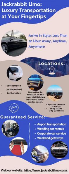 Jackrabbit Limo LLC is a reliable high-end luxury Limousine & Car Service company. Based in Southampton and serves New Yorkers from Montauk to the Big Apple.

Visit us:  https://www.jackrabbitlimo.com/