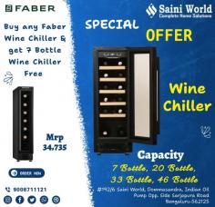Buy Faber any Wine Chiller and get 7 Bottle Wine Chiller Free..

we have Four Capacity Wine Chiller
1. 7 Bottle Wine Chiller
2. 20 Bottle Wine Chiller
3. 33 Bottle Wine Chiller
4. 46 Bottle Wine Chiller

Offer is Vaild for some days only, don't miss the offer...

