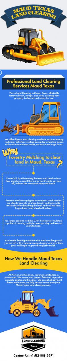 Transform your property with our Professional Land Clearing Services in Maud, Texas! Our expert team provides efficient and thorough land clearing, ensuring your land is ready for development. Trust us to handle your project with precision and care. Contact us today to start your land transformation!