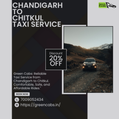 Experience the beauty of Chitkul with our Chandigarh to Chitkul Taxi Service. Green Cabs offers reliable, comfortable, and affordable rides for your journey. Our experienced drivers ensure a safe trip through scenic routes. For bookings and inquiries, contact Green Cabs at 7009052434. Travel with ease and convenience, and let us make your trip memorable. Choose Green Cabs for a seamless travel experience to Chitkul!