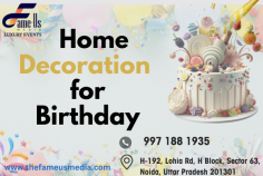 Create unforgettable moments with our bespoke themes, dazzling balloons, and exquisite décor. Whether it's a whimsical fairy tale setting or a chic modern ambiance, our team crafts every detail to perfection. The Fameus Media's expert for birthday home decoration services.Enjoy hassle-free planning as we cater to your unique style and preferences, ensuring a seamless experience from start to finish. Elevate your next birthday party with our professional touch and bring your vision to life effortlessly. Book your appointment today and let The Famous Media turn your home into the ultimate party destination.

https://thefameusmedia.com/home-decor.php