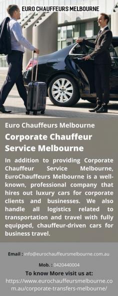 Corporate Chauffeur Service Melbourne
In addition to providing Corporate Chauffeur Service Melbourne, EuroChauffeurs Melbourne is a well-known, professional company that hires out luxury cars for corporate clients and businesses. We also handle all logistics related to transportation and travel with fully equipped, chauffeur-driven cars for business travel.
For more details visit us at: https://www.eurochauffeursmelbourne.com.au/corporate-transfers-melbourne/
