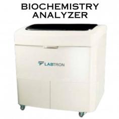 Labtron Biochemistry Analyzer is a fully automated, floor-standing unit designed for high-efficiency lab operations. It features a halogen lamp with a wavelength range of 340 nm to 810 nm, automated washing for samples and reagent probes offering 80 sample and 2 x 40 reagent positions.