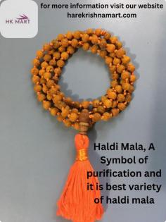 A Haldi mala, https://harekrishnamart.com/products/haldi-malaturmeric (haldi) roots, is a sacred tool in Hindu spiritual practices. Renowned for its vibrant yellow color and potent properties, the Haldi mala is used in meditation and chanting, especially in rituals devoted to Goddess Baglamukhi. It is believed to bring purification, protection, and spiritual strength, aiding in the removal of negativity and obstacles.