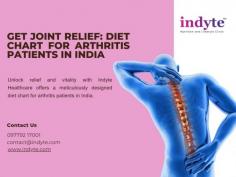 Unlock relief and vitality with Indyte Healthcare offers a meticulously designed diet chart for arthritis patients in India. Acknowledging the profound impact of nutrition on joint health, the chart emphasizes foods known to alleviate symptoms and promote overall well-being. The diet chart for arthritis patients in India prioritizes foods known to ease symptoms and boost overall health.  It emphasizes anti-inflammatory options like omega-3-rich fatty fish to reduce joint pain and stiffness. Colorful fruits and vegetables provide antioxidants and essential nutrients crucial for joint repair, while fiber-rich whole grains and legumes aid in weight management and inflammation reduction. The plan advises against processed foods high in sugars and unhealthy fats, recommending instead nuts and seeds for their beneficial fats and minerals that don't trigger inflammation. Designed with accessibility and cultural relevance in mind, this diet supports arthritis patients in India by addressing their unique nutritional needs, helping manage their condition, and enhancing their quality of life through smart dietary choices.