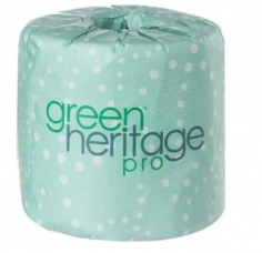 Stay Green and Stock your bathroom with environmentally-friendly products like this Resolute Tissue Green Heritage Pro Toilet Paper.