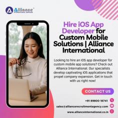 Looking to hire an iOS app developer for custom mobile app solutions? Check out Alliance International. Our specialists develop captivating iOS applications that propel company expansion. Get in touch with us right now! For more information, visit: www.allianceinternational.co.in/hire-ios-app-developer.