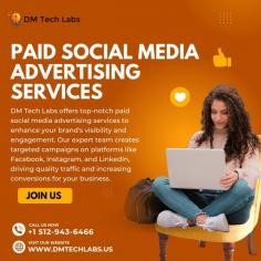 DM Tech Labs offers top-notch paid social media advertising services to enhance your brand's visibility and engagement. Our expert team creates targeted campaigns on platforms like Facebook, Instagram, and LinkedIn, driving quality traffic and increasing conversions for your business.
