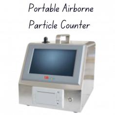 Labmate Portable Airborne Particle Counter is an 8 channel device with enhanced flow rates for cleanroom certification. It counts particles (0.3µm to 10.0µm) in real-time and features customizable particle count limits, an on-screen display, quick downloads, and a built-in printer. Additional features include a 1 CFM flow rate, 256-sample storage, and a long-life laser diode.