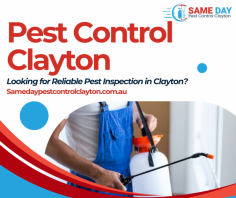 Looking for reliable pest Inspection in Clayton? Look no further than Same Day Pest Inspection. Our team of experienced professionals is dedicated to providing effective and efficient pest Inspection services to our valued customers in Clayton. With our proven track record of success, you can trust us to handle any pest infestation with precision and care. We offer a range of services to tackle various pests, including ants, spiders, rodents, and more. Visit our website at https://samedaypestcontrolclayton.com.au/ to learn more about our services and schedule an appointment today. Don't let pests take over your home or business – contact Same Day Pest Control in Clayton for prompt and reliable solutions.
