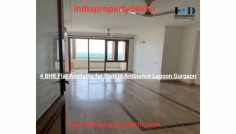 Luxurious 4 BHK fully furnished flat for rent in Ambience Lagoon, Gurgaon. Ready-to-move, east-facing, 5th floor, 4368 sq.ft. Includes swimming pool, parks, 2 car parking