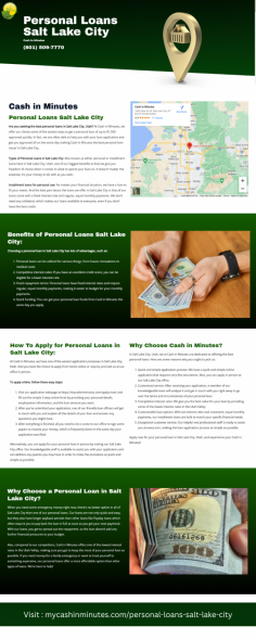 Personal Loans Salt Lake City Utah | Cash in Minutes 

Navigate your financial goals with personal loans Salt Lake City, Utah. Unlock tailored solutions, competitive rates, and local support. Contact Cash in Minutes to apply now for swift approval and financial empowerment.

Visit: https://mycashinminutes.com/personal-loans-salt-lake-city/