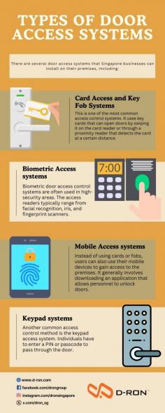 Door access systems provide security and convenience for homes and businesses. Understanding the options available ensures optimal security and convenience tailored to your environment. Explore our infographic to make informed decisions about door access systems in Singapore. Whether you opt for keycard access, biometric systems, keypad entry, proximity access, or mobile solutions, selecting the appropriate door access system can significantly improve the safety and convenience of your premises.

