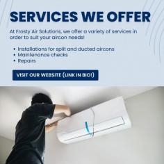 Frosty Air Solutions in Zetland offers comprehensive air conditioning servicing and maintenance services designed to improve indoor air quality and system performance. Our expert technicians provide comprehensive inspections, cleanings, and repairs to keep your systems running efficiently. Regular maintenance helps avoid unexpected breakdowns and extends the lifespan of your equipment. Choose Frosty Air conditioning Solutions for all your air servicing needs in Zetland. Book your maintenance service now and enjoy uninterrupted comfort!