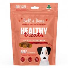 Bell & Bone Healthy Treats for Joint + Mobility Booster Beef & Turmeric: These treats maintain the dog's collagen levels to promote healthy joints and avoid osteodisease.
